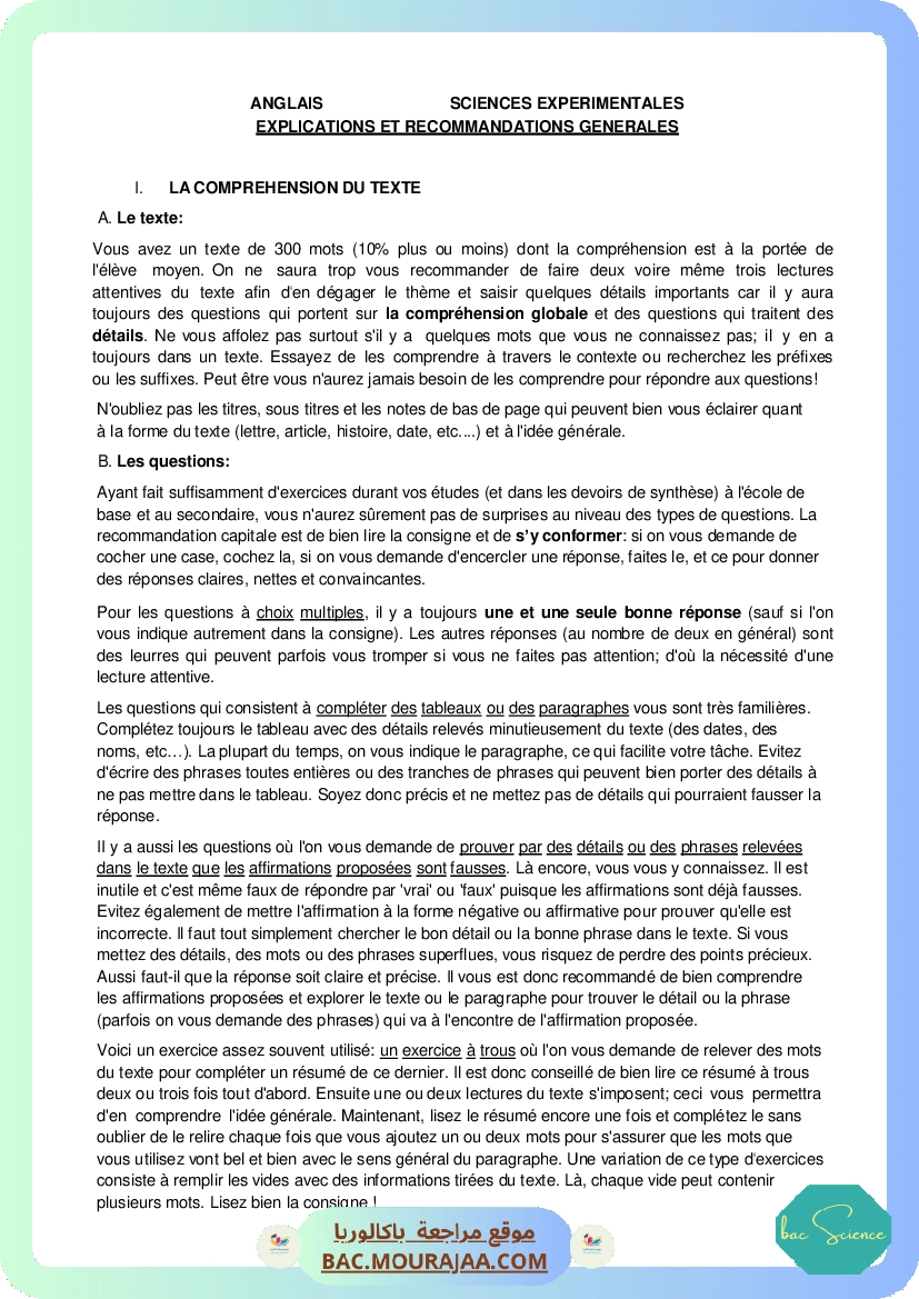 Corrigé principale anglais Bac 2015 – Section science